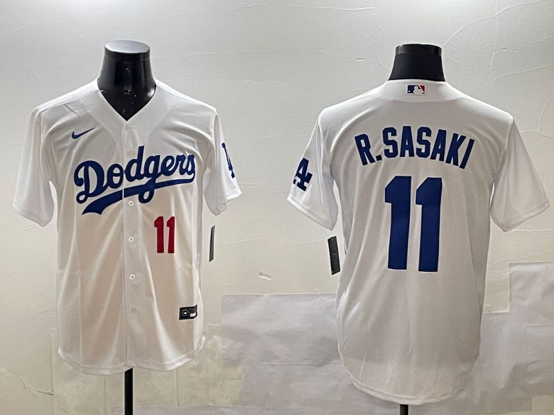 Men Los Angeles Dodgers #11 R.Sasaki White Game 2025 Nike MLB Jersey style 3->los angeles dodgers->MLB Jersey